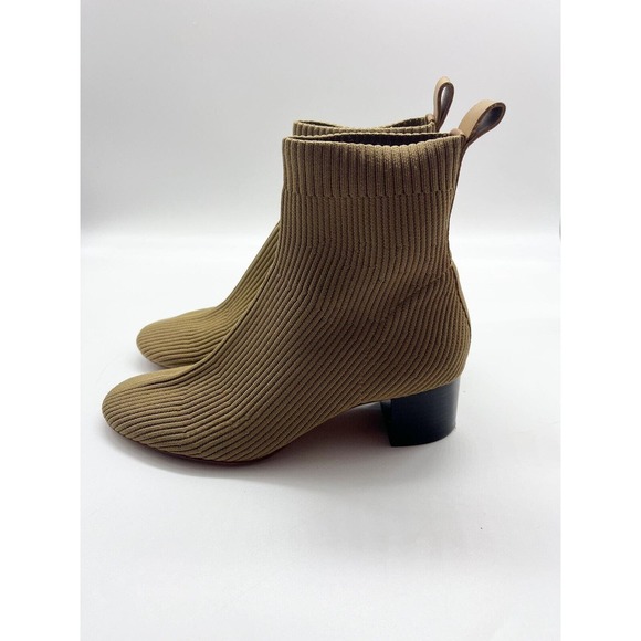 Everlane Khaki Day Glove Ribbed Knit Pull On Ankle Booties Women’s Size 7 - Picture 3 of 9